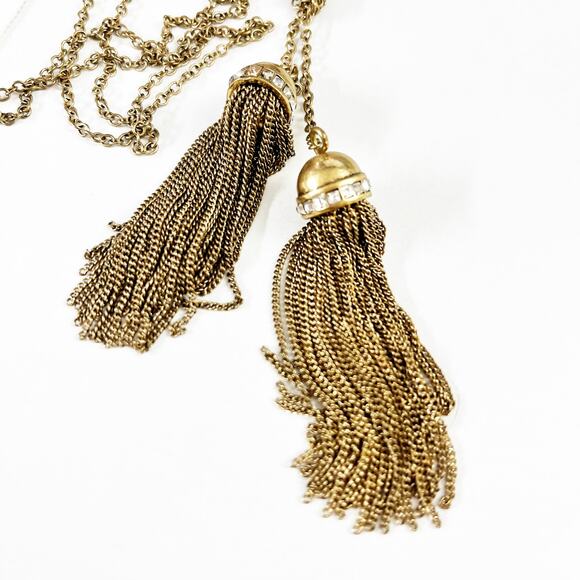 J. Crew Factory Double Tassel Necklace NEW - Picture 4 of 7